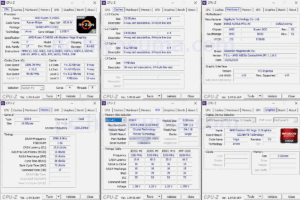 CPU-ZでGIGABYTE B550I AORUS PRO AXとAMD Ryzen5 2400Gのデータを表示した。